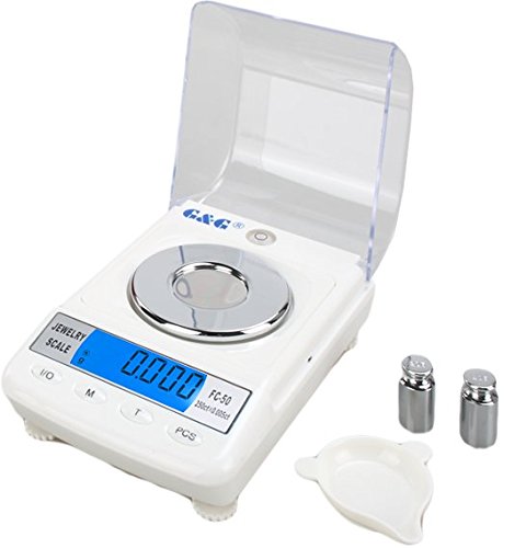 Feinwaage digital 50g / 0,001g mit Kalibriergewichten und Wiegeschale