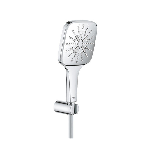 Duschkopf-Set 3 Strahlarten Antikalk-System Chrom mit Wandhalter