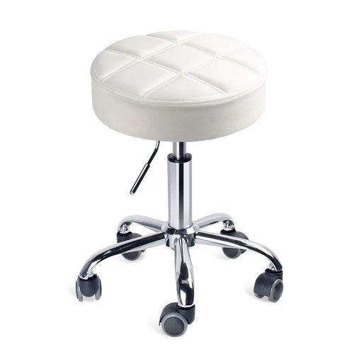 Rollhocker höhenverstellbar rund Kunststoff Weiß Ø35cm