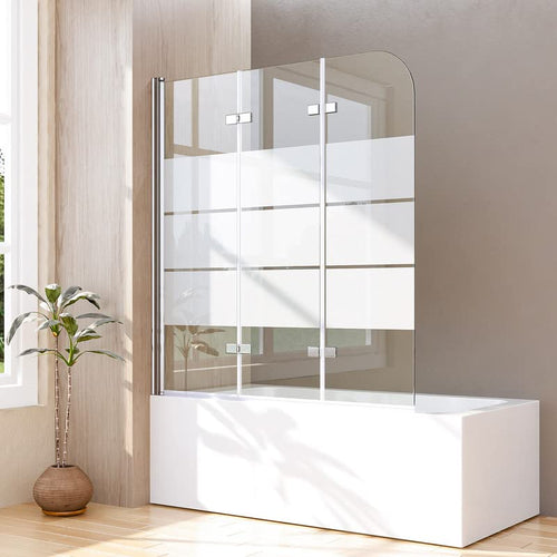 Duschwand Badewanne 3-teilig faltbar 130x140 cm Sicherheitsglas Chrom