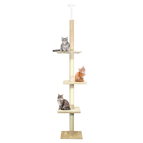 Kratzbaum deckenhoch höhenverstellbar 235–285 cm Plüsch beige