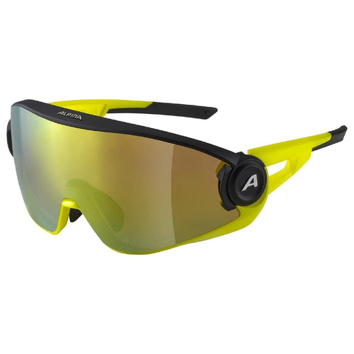 Sportbrille mit Quattroflex-Polarisation und Wechselscheibe, Schwarz-Neongelb