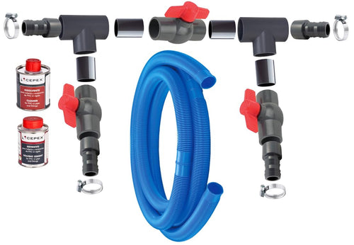 Pool Wärmepumpe Bypass Set Ø50mm mit Kugelhähnen und PVC-Kleber
