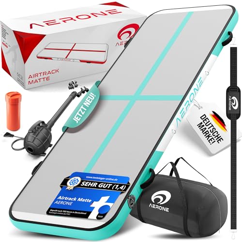 Airtrack Turnmatte aufblasbar 4m Mint mit Pumpe und Tasche