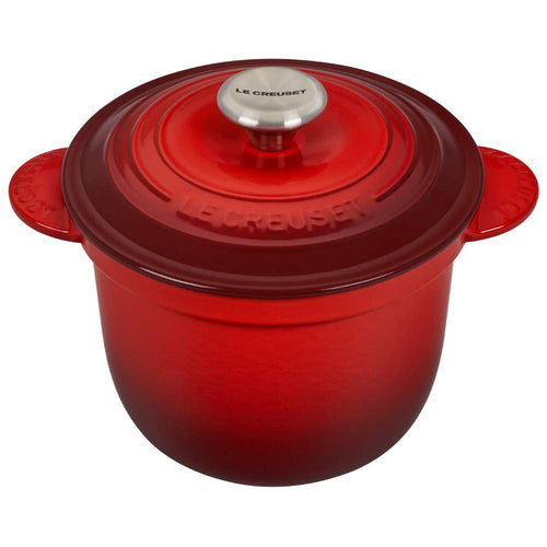 Gusseisen-Cocotte rund 2 Liter mit Steinzeugdeckel, 18 cm, kirschrot