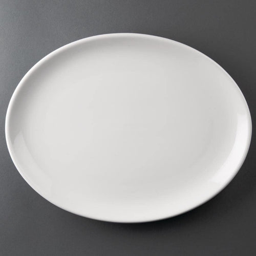 Ovaler Coupe Teller Porzellan 305x241mm für Gastronomie 6er-Set