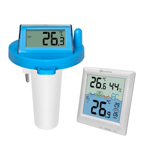 Pool-Funk-Thermometer Digital Schwimmend Solar & Akku 60m Reichweite