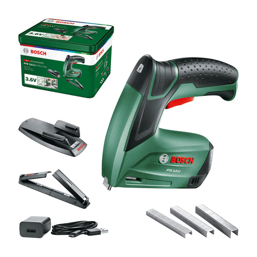 Akku-Tacker 3-in-1 Set mit Papierhefter und Broschürenhefter, 3,6 V