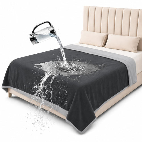 Hundedecke wasserdicht wendbar Flanell 203x229cm Dunkelgrau/Hellgrau