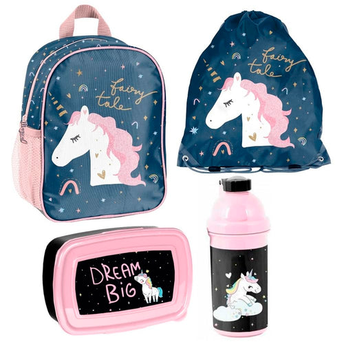 Kindergarten-Rucksack Set 4-teilig Einhorn für Mädchen