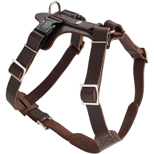 Hundegeschirr Leder Y-Schnitt dreifach verstellbar M-L dunkelbraun