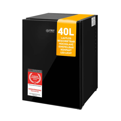 Minikühlschrank 40L lautlos mit Glasfront für Büro und Schlafzimmer