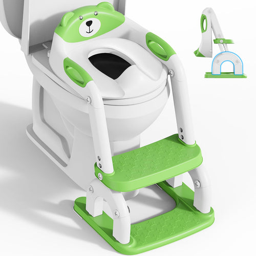 Toilettentrainer Kinder mit Treppe 2-in-1 klappbar grün