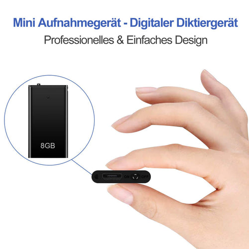 Diktiergerät Mini 8GB mit Sprachaktivierung und Kopfhörer