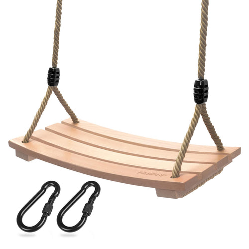 Holzschaukel Outdoor Buche mit Hanfseil für Kinder & Erwachsene