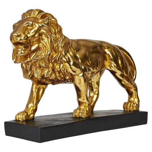 Löwen Skulptur Kunststein gold 47x35x13 cm für Innen und Aussen