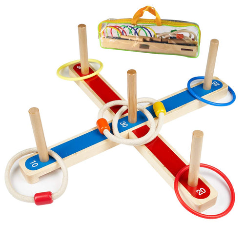 Ringwurfspiel Holz Indoor Outdoor 13-teilig für Kinder und Erwachsene