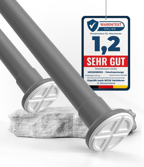 Teleskop-Gardinenstange zum Klemmen 310-360cm Grau Ø32mm Stahl