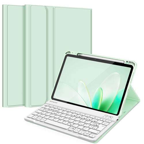 iPad Air 11 Zoll Tastatur-Hülle Bluetooth abnehmbar, PU-Leder, Grün