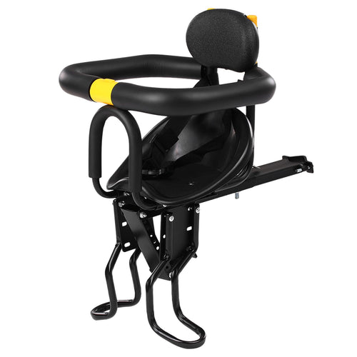 Fahrrad Kindersitz vorne Alu mit Pedalen und Sicherheitsgurt