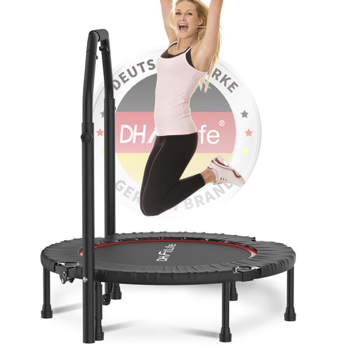 Fitness Trampolin Indoor klappbar Ø102 cm mit Haltegriff 150 kg