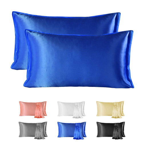 Seidenkissenbezug 22 Momme 100% Maulbeerseide 2er-Set 50x90 cm Blau