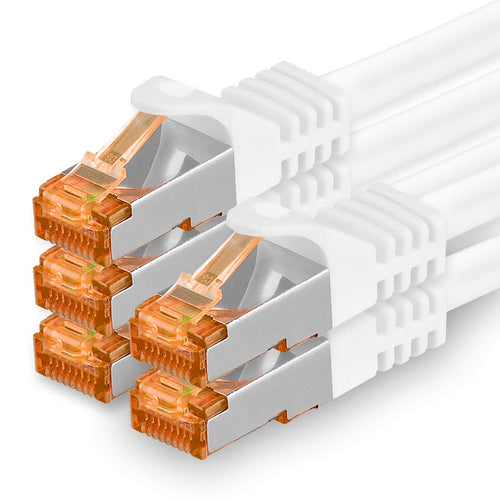 Netzwerkkabel CAT7 10m Weiss RJ45 10 Gbit/s 5er-Set
