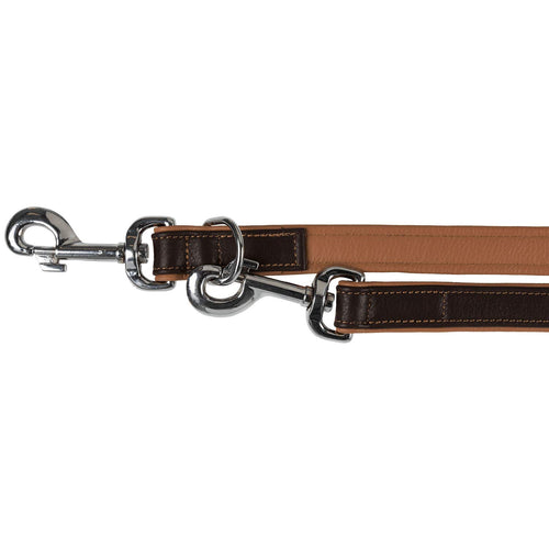 Hundeleine Echtleder 2 m / 20 mm mit 3 Längeneinstellungen Braun