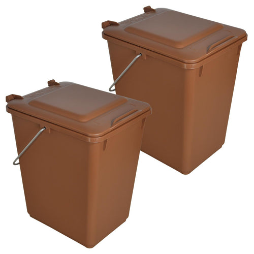 Bioabfall-Eimer 10 Liter Küche 2er-Set Kunststoff braun
