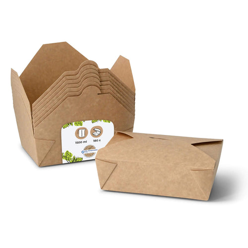 Speisebox Take Away 1500 ml Kraftkarton kompostierbar, 180 Stück