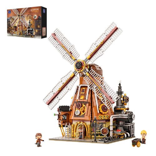 Klemmbausteine Steampunk Windmühle motorisiert mit USB-C 85026