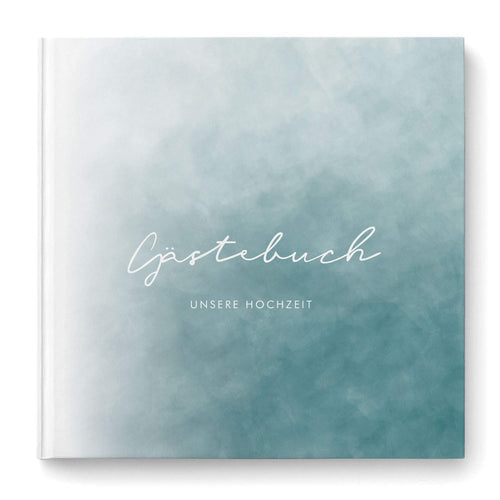 Hochzeitsgästebuch Hardcover Watercolor türkis 21x21 cm 104 Seiten
