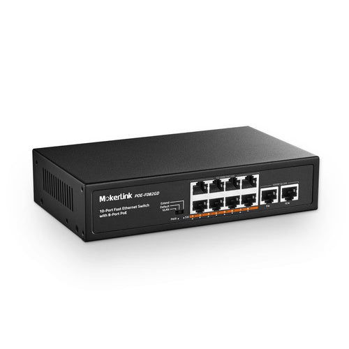 PoE Switch 10-Port 8x PoE+ 2x Gigabit Uplink 96W lüfterlos