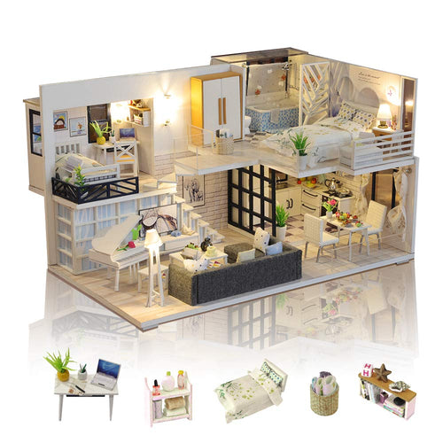 Puppenhaus Bausatz DIY mit LED-Licht und Musik, Miniatur ab 14 Jahre
