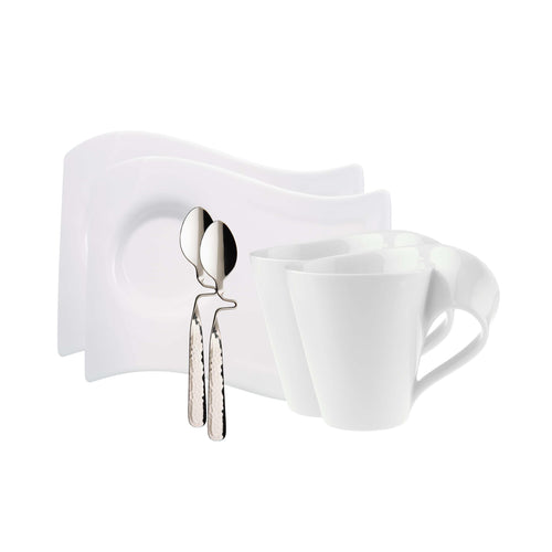 Kaffeetassen Set 6-teilig für 2 Personen mit Wellendesign