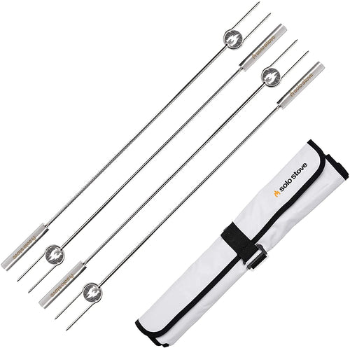 Grillspiesse Edelstahl 4er-Set faltbar mit Tasche Feuerschale