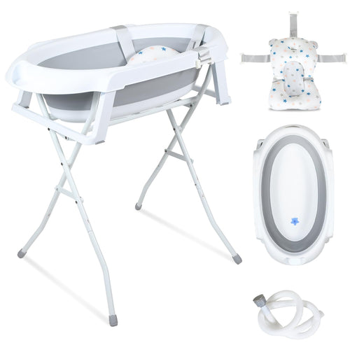 Faltbare Baby Badewanne mit Gestell TPR+PP für Neugeborene