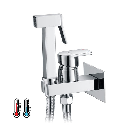WC-Bidetbrause Unterputz Warm/Kalt Chrom mit 1,5 m Schlauch