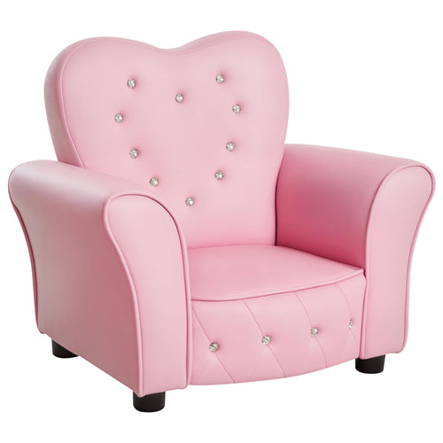 Kindersessel Rosa PVC-Bezug mit Kristallknöpfen für Kleinkinder