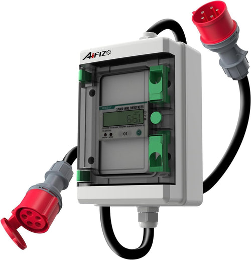 Mobiler Drehstromzähler 3-phasig 16A 400V CEE Reset IP55 2m Kabel