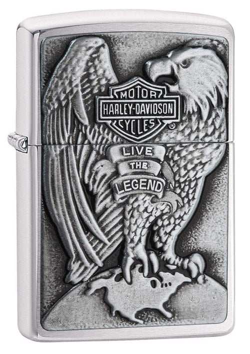 Sturmfeuerzeug Harley-Davidson Eagle Brushed Chrome nachfüllbar