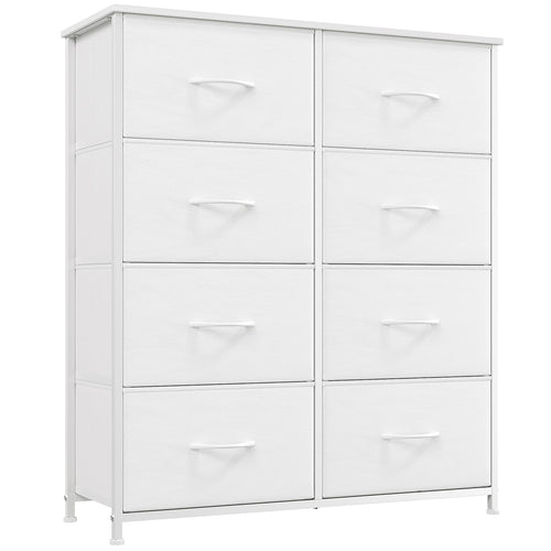 Kommode 8 Stoffschubladen Weiss 80x93 cm Schlafzimmer