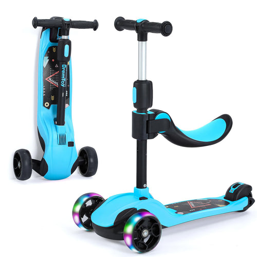 Kinderroller 3-in-1 mit Sitz PU-Räder faltbar für 3-12 Jahre