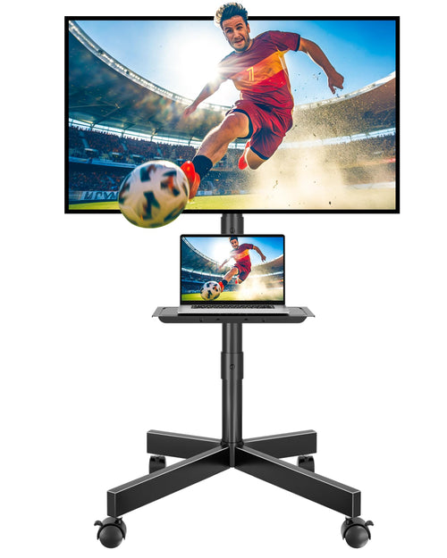 TV Ständer rollbar 24-60 Zoll neigbar mit Medienablage Stahl