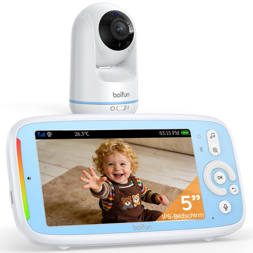 Babyphone mit Kamera ohne WLAN 5-Zoll IPS 720P 360° PTZ-Schwenk