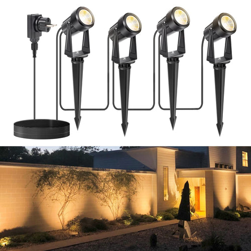 LED Gartenstrahler 4er-Set warmweiss 3000K IP67 mit 17m Kabel