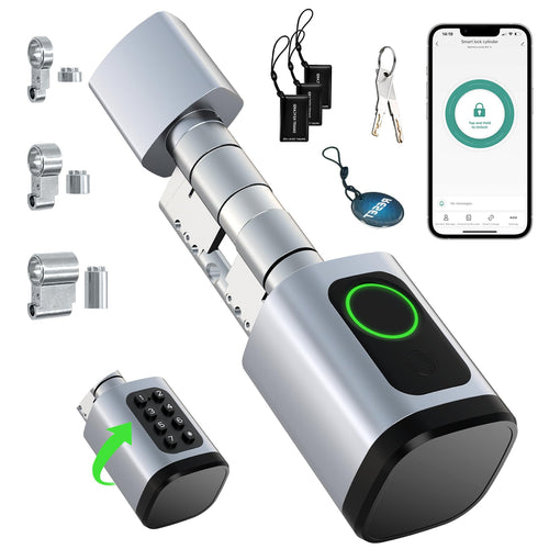 Smart Türschloss Fingerabdruck & PIN für Türen 60-90 mm Silber