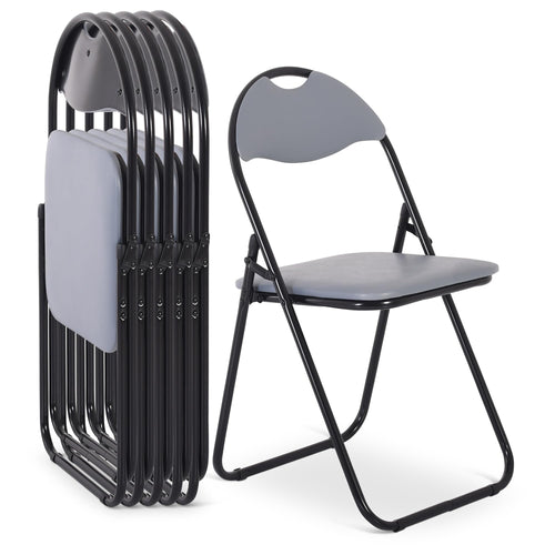 Klappstuhl 6er-Set Kunstleder gepolstert grau/schwarz bis 100 kg