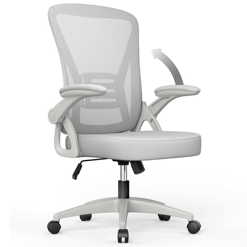 Bürostuhl ergonomisch mit Netzrücken, Lordosenstütze, klappbare Armlehnen