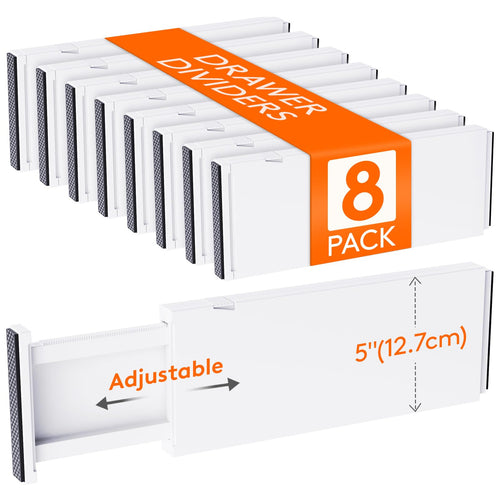 Schubladentrenner verstellbar 32–56,5 cm ABS 8er-Set Weiss